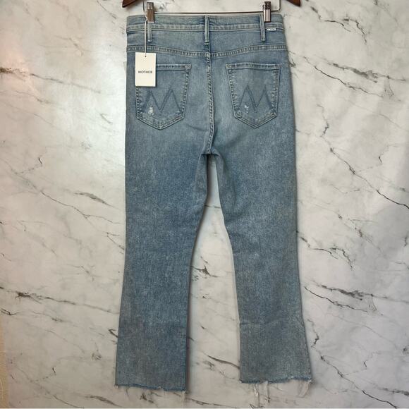 Mother The Hustler Ankle Chew Hem Ripped Knee Stretch Crop Blue Jeans 31 x 28 - Picture 5 of 13